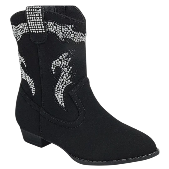 Forever Link Black Rhinestone Embellished Girls Western Boots Toddler size 4 NIB - Picture 6 of 6